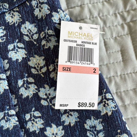 Michael Kors Navy Floral A-Line Skirt - Picture 2 of 4